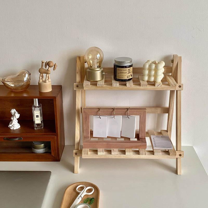 Wooden Desktop Storage Rack, 1 Count Double Layer Desk Organizer, Desk Storage Shelf for Home Office, Summer Home Decor Shelf, Home Organizer, Desk Accessories, House Organizers 5