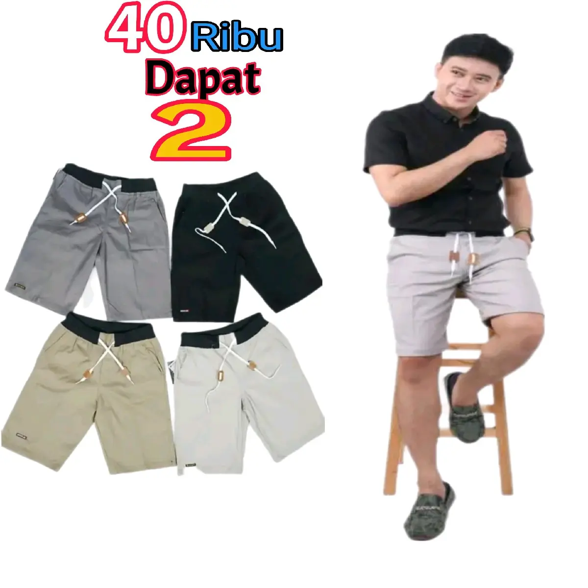 Celana chinos pendek pria 40 dapat 2pcs