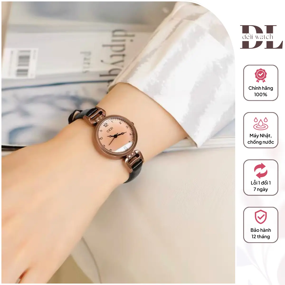 Đồng Hồ Nữ Mặt Vàng Đồng Chống Xước Phong Cách Retro Độc Lạ - Women Watch