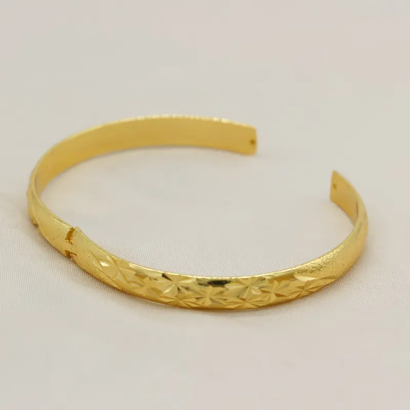 Vintage Tribal 24K Plated Openable Bangle - Copper Material, No Mosaic, Ideal for Daily Wear & Gifts - Middle East Dubai Style Fashion Women'S Cuff Bracelet (Pcs of 1) 6