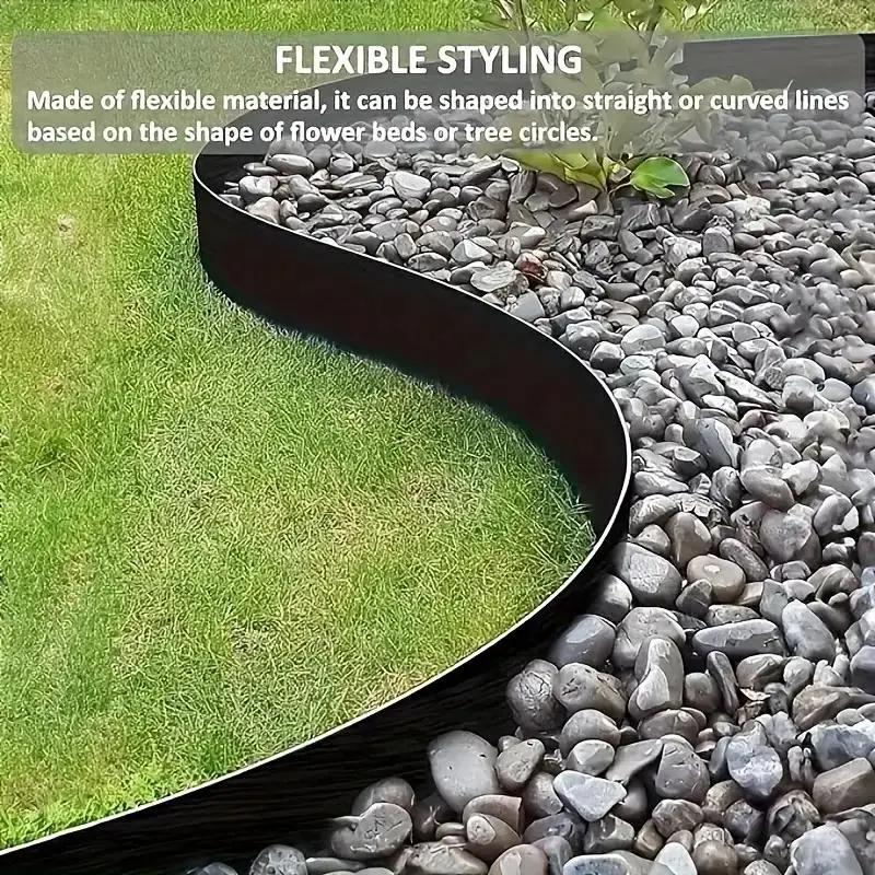 Landscape Edging, Flexible Garden Lawn Border with Anchoring Spikes, Decorative Garden Edging for Grass & Flower Beds Separation 8