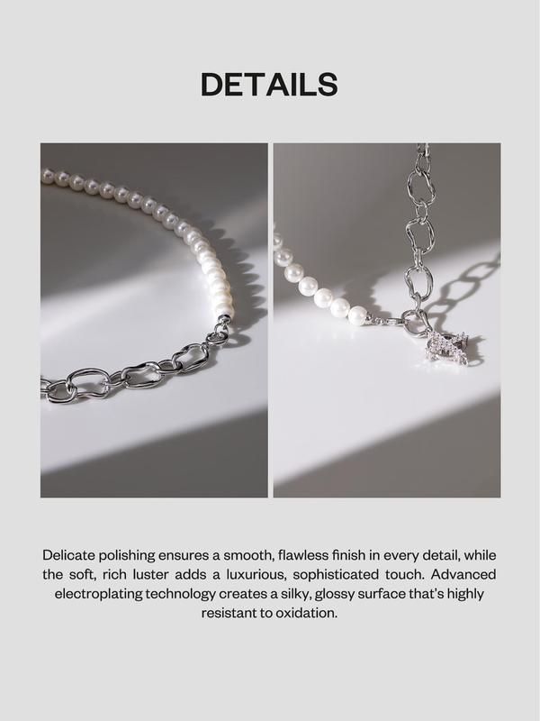 Crafted Shell Pearl Chain Necklace 4