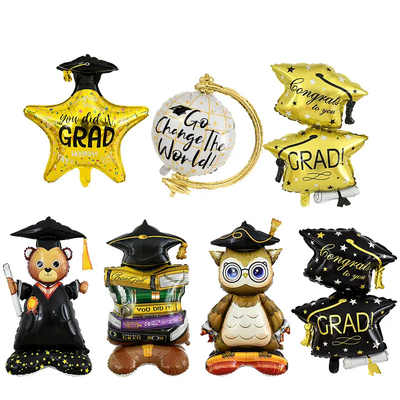 Belon Parti Graduasi, Reka Bentuk 4D, Menegak, Topi Sarjana Muda, Beruang dan Burung Hantu, Belon Kerajang, Sesuai untuk Ucapan Tahniah, Kami Telah Lulus, Hiasan, Mainan Hadiah Kanak-kanak, Jualan Panas, [COD]