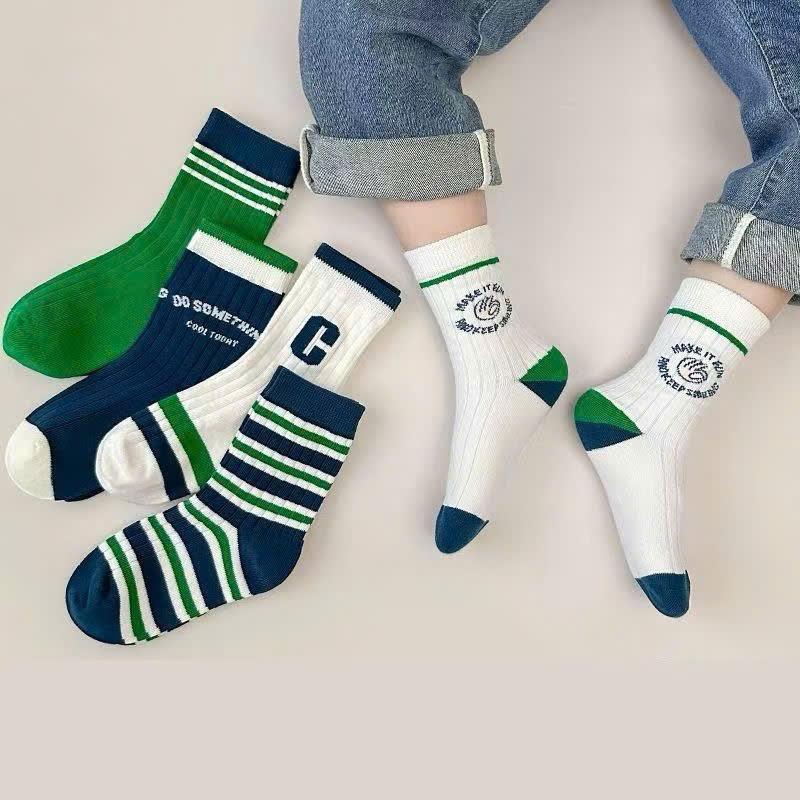 Set 5 đôi tất Bé Trai cao cổ phong cách thể thao 4