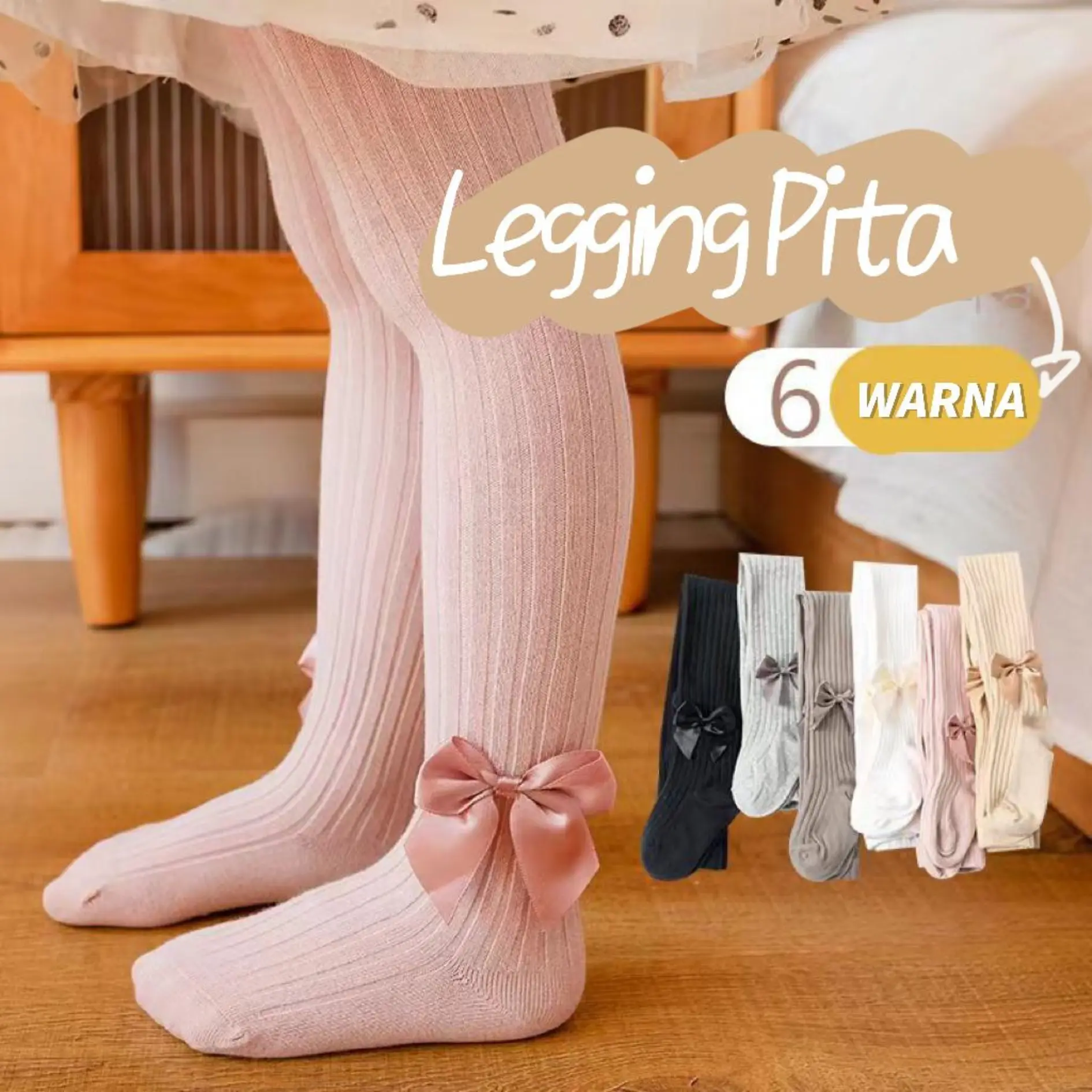 YOURBABYNEEDS Celana Legging Anak Bayi Baru Lahir Bermotif Pita Untuk Anak Usia 6-12 Bulan