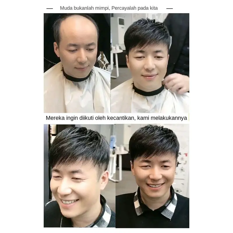 COD-Wig rambut pendek pria tampan, tipis dan bertanda pria botak pengganti rambut kepala pengganti rambut asli piece 1