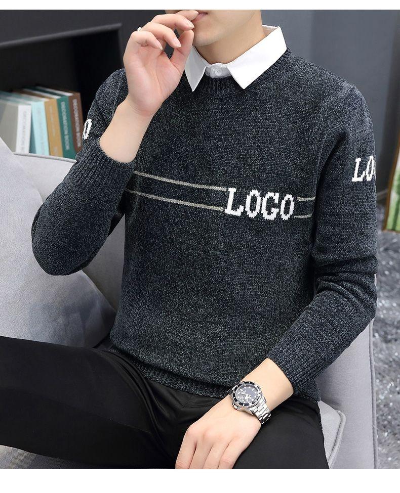 Product Introduction of Áo Len Dệt Kim, Giả Hai Lớp, Dành Cho Nam Giới, Dệt Kim Dày, Sợi Dày, Áo Sơ Mi Lớp Cơ Sở Thường Ngày Cổ Áo Len, Chất Liệu Chenille, Thích Hợp Cho Mùa Thu Và Mùa Đông 18