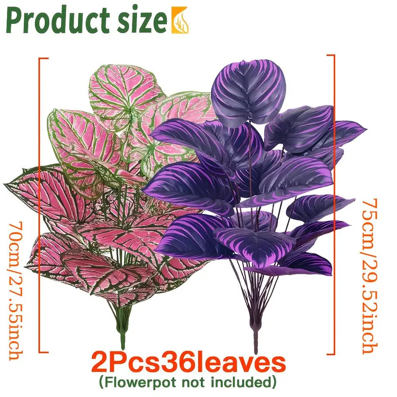 Artificial Plant without Pot, 2 Counts/set Faux Plant, Decorative Plant for Home Living Room Bedroom Dining Room Wedding Party 1