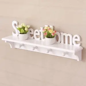 SWEETHOME - Rak dinding vintage (dengan 4buah hook gantungan )