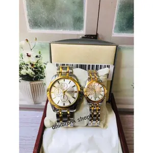 Jam Couple Terbaru Rantai Stanles Anti karat Quartz Stainless Merah Pria Watches