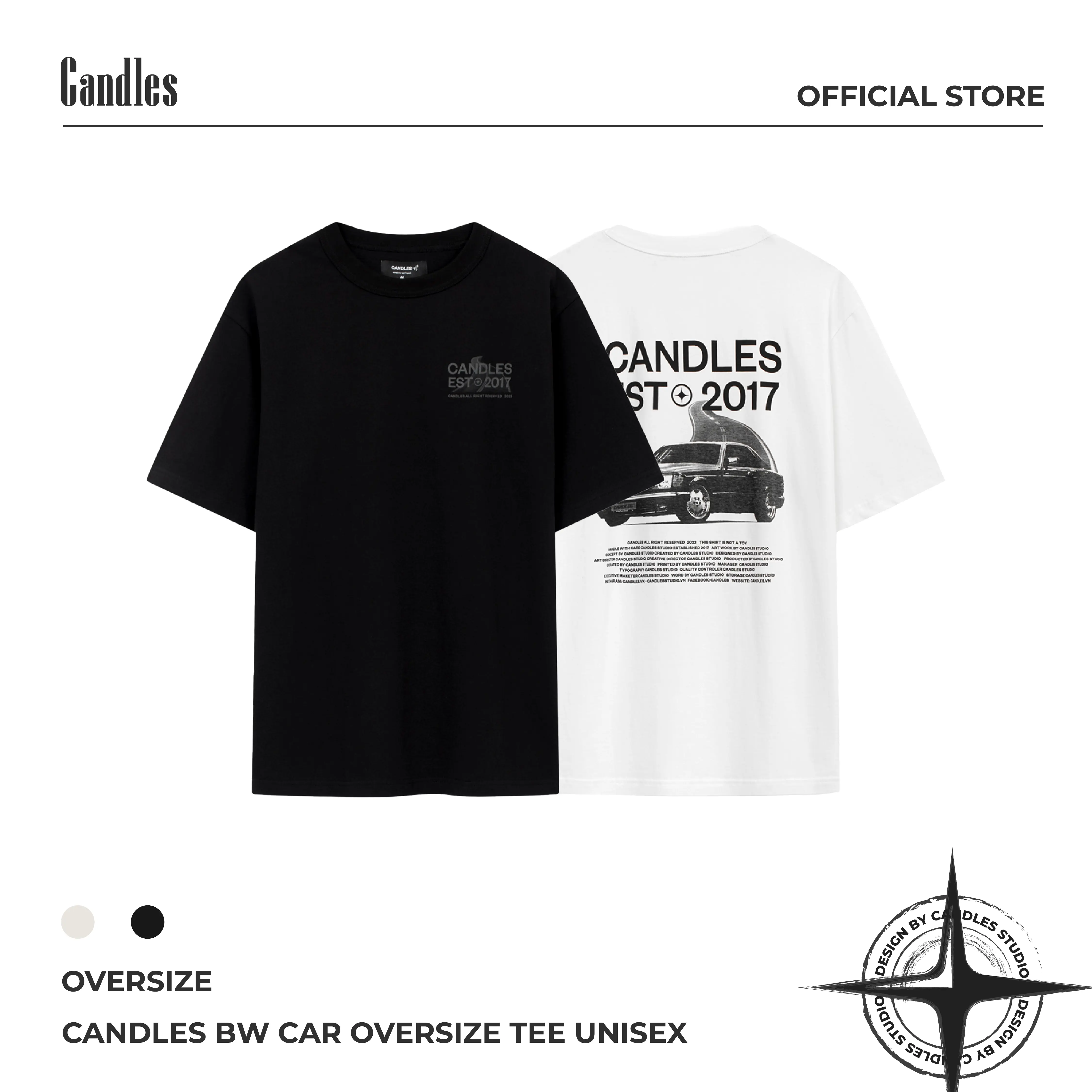 Áo Thun Candles BW Car Oversize Tee Unisex