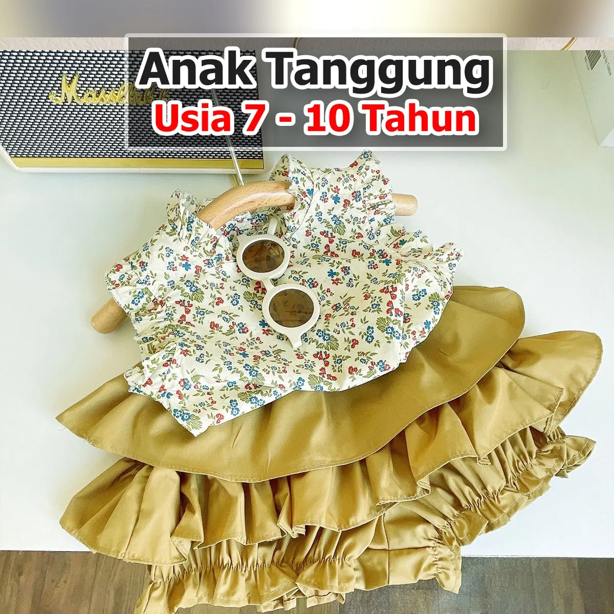 BABYHOKI STORE Usia 7 8 9 10 Tahun Baju Anak Tanggung Cewek [363629] - Setelan Blouse Kutung Bunga Anak Perempuan - Motif Fold Flowers