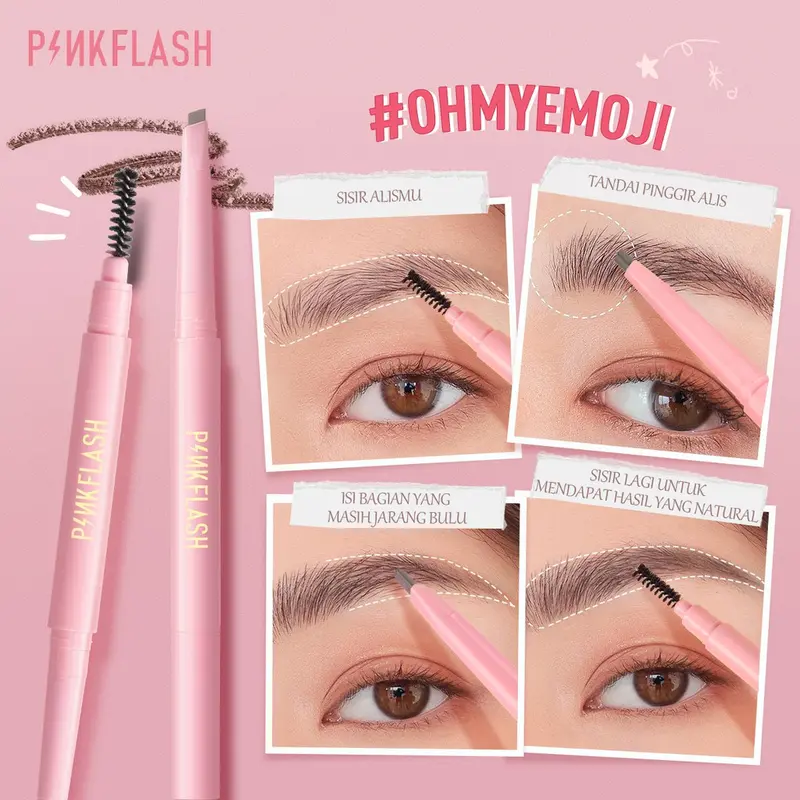 PINKFLASH OhMyEmoji AUTOMATIC Eyebrow Pencil Lasting 8h Waterproof Pigmented Easy Blend Soft Durable Fiber Rotating PF-E09 6