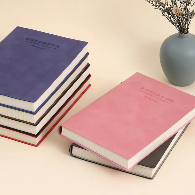 A5 PU Leather Cover Notebook, 1 Count Colorful Daily Planner Notebook, Business Meeting Notebook, Office Stationery & Supplies 4