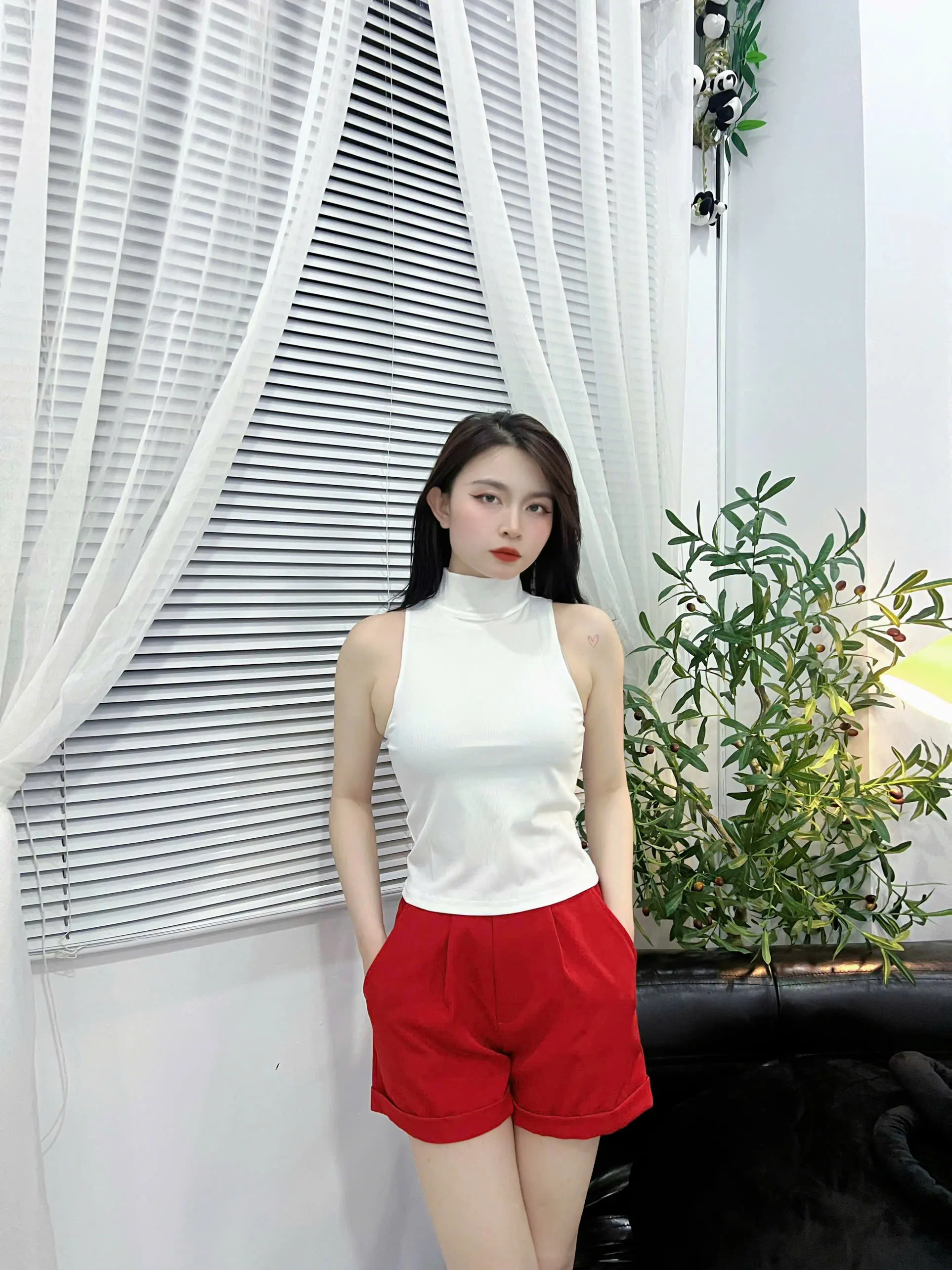 Áo ba lỗ nữ A01 cổ lọ trơn sát nách thun bo gân co giãn croptop