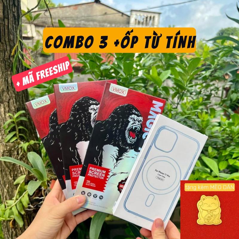 (TỰ RÚT BỤI ) COMBO 3 KÍNH Cường Lực KingKong VMOX Chống Nhìn Trộm Có Khung Tự Dán Tại Nhà, Tặng Kèm 1 Ốp trong Từ Tính 70k + Mèo Thần Tài Dán Máy, 88F1CASE Phone KEM 0