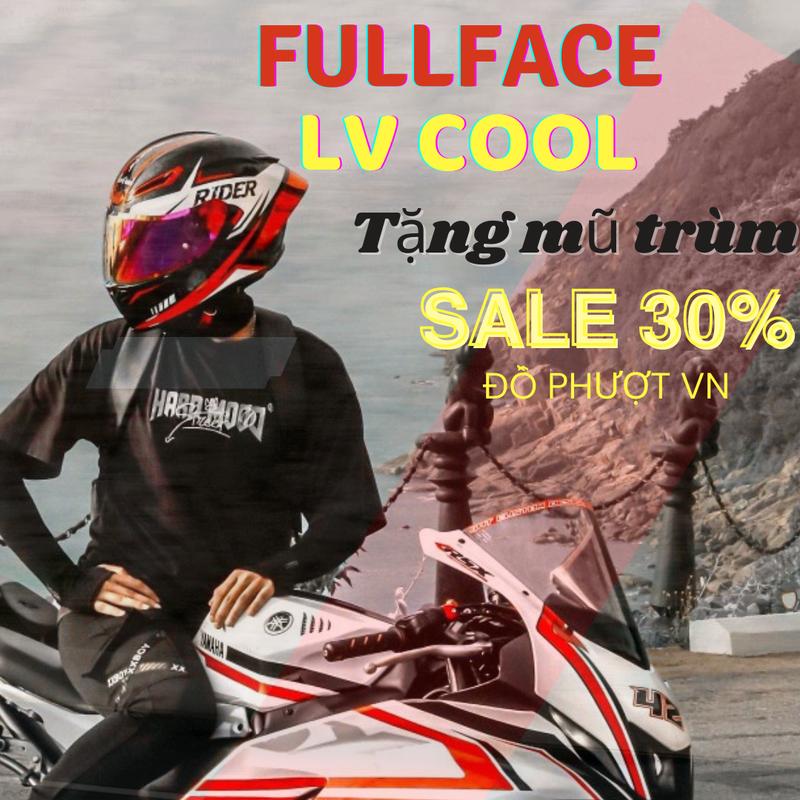LvCool - Mũ bảo hiểm fullface LvCool 2 lớp kính đạt chuẩn DOT ( tặng kèm mũ trùm đầu, kèm kính trắng khi mua bản kính Revo, kính Saphire) )- Bảo hành 12th Helmet