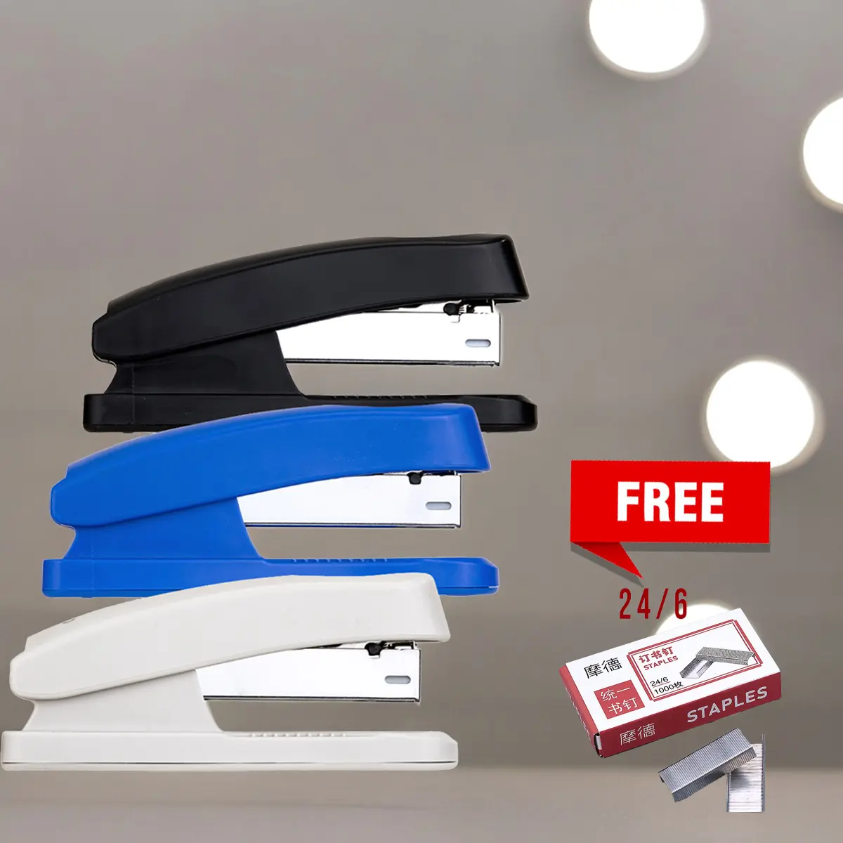 Basics Stapler with 3750 Staples - Office Stapler with 25 Sheet Capacity and Non-Slip Design (6826)