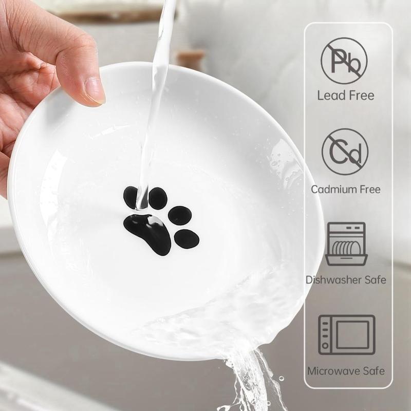 Product Introduction of Cat Paw Pattern Pet Bowl, 4 Counts/set Pet Feeding Plate, Pet Feeding Supplies for Cats and Small Dogs, Easy to Clean, Suitable for Feeding, Drinking 4
