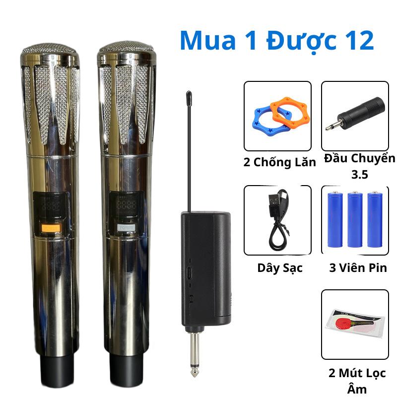 Bộ Micro Đa Năng Cao Cấp KTV-368 Kim Loại Set Tần Số Tăng Giảm Vol Củ Mic Shure K8 Hút Âm