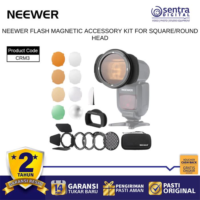 Gambar Neewer CRM3 Square Flash Head Adapter & Magnetic Round Head Accessory Kit dari Sentra Digital Kota Surabaya Tokopedia