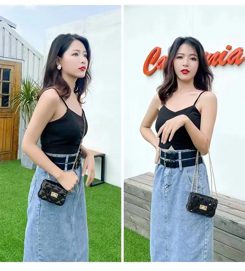 กระเป๋าแฟชั่นกระเป๋าสะพายข้างสายโช่กระเป๋ามินิชิลิโคน ยอฮิด
