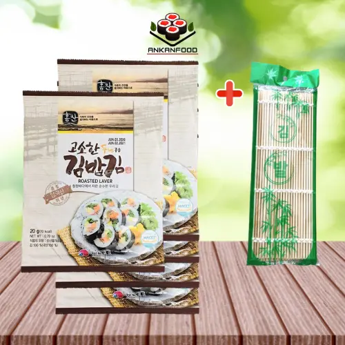Combo 5 gói rong biển cuộn cơm tặng kèm mành tre
