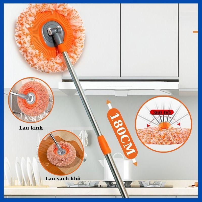 Chổi quét trần nhà, Cây Lau Nhà, Cây Lau Trần Nhà 1m8 Hình tròn hoa hướng dương, Cây Quét Bụi Trần Nhà - Chổi lau trần nhà - cây lau mạng nhện Đồng squeegee  fur  cleaning