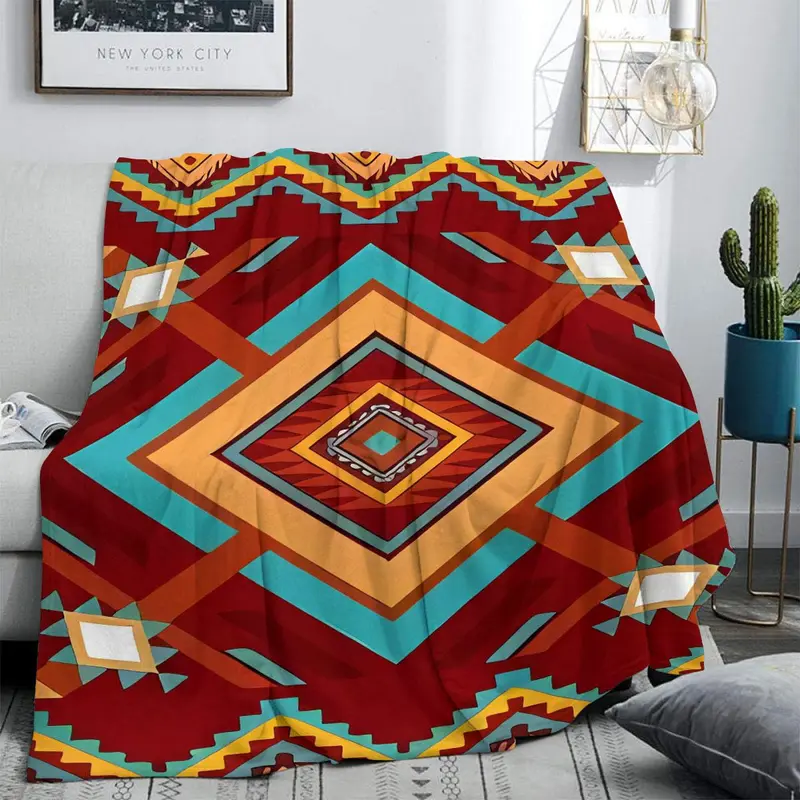 Geometric Pattern Blanket, Soft Comfortable Throw Blanket, Warm Napping Blanket for Home Office Living Room Bedroom, Bedroom Refresh Decor 4