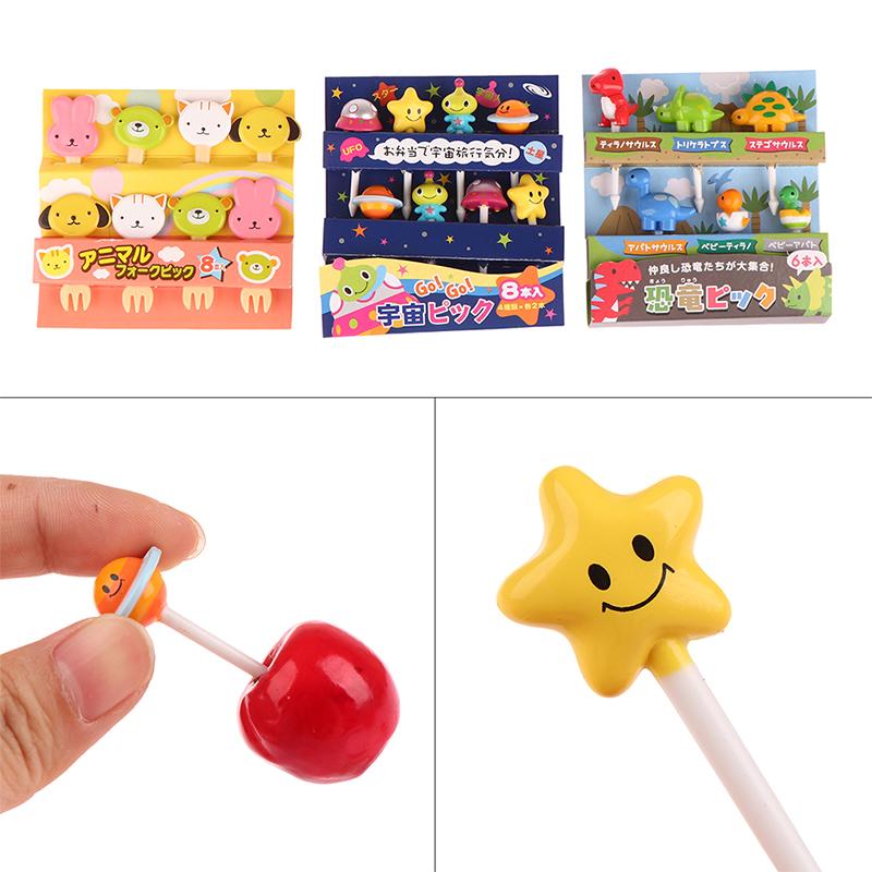 Product Introduction of 6/8Pcs Kids Fruit Picks Ndle Stick Toothpicks Mini Creative Fruit Cake Dessert Food Forks Lunch Box Decor Bento Accessories 22