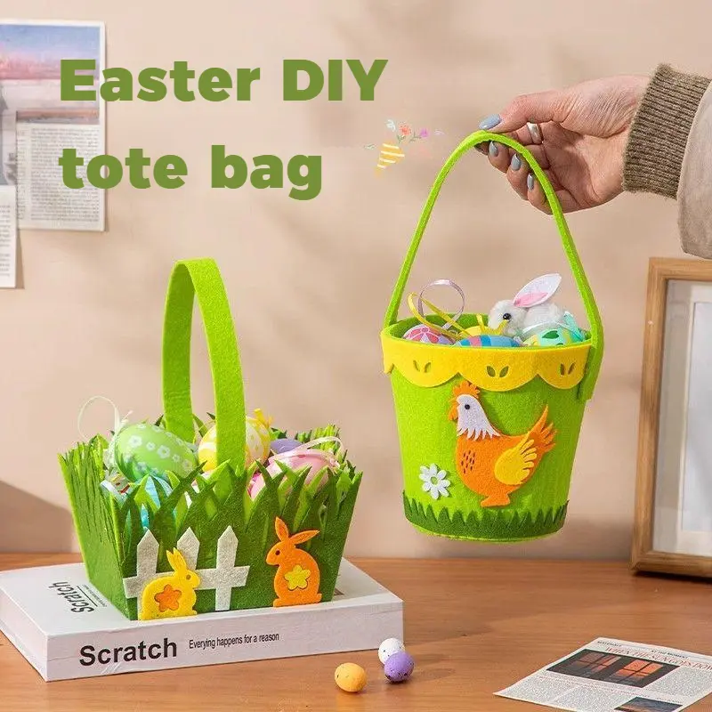 Easter Egg Basket Children's DIY Portable Chicken Rabbit Basket Kindergarten Easte Decorations Ornaments