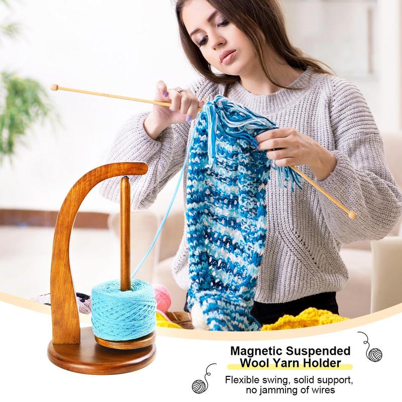 Wooden Yarn Holder Knitting and Crocheting, 1 Piece Portable Rotating Knitting Needle Stand, Sewing Supplies Crafts for Home & Sewing Room, Valentine's Day Gift 5