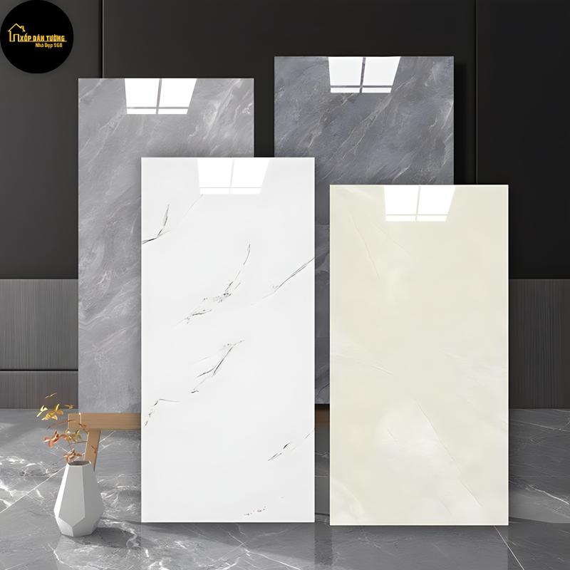 30 Tấm PVC Họa Tiết Vân Đá Hoa Cương Ốp Tường Có Sẵn Keo Dán KT 60*30cm Sang Trọng Tiện Lợi ốp nhựa đá trắng 053 chống cháy Vietnam Hấp thụ âm thanh miếng dán tường giả