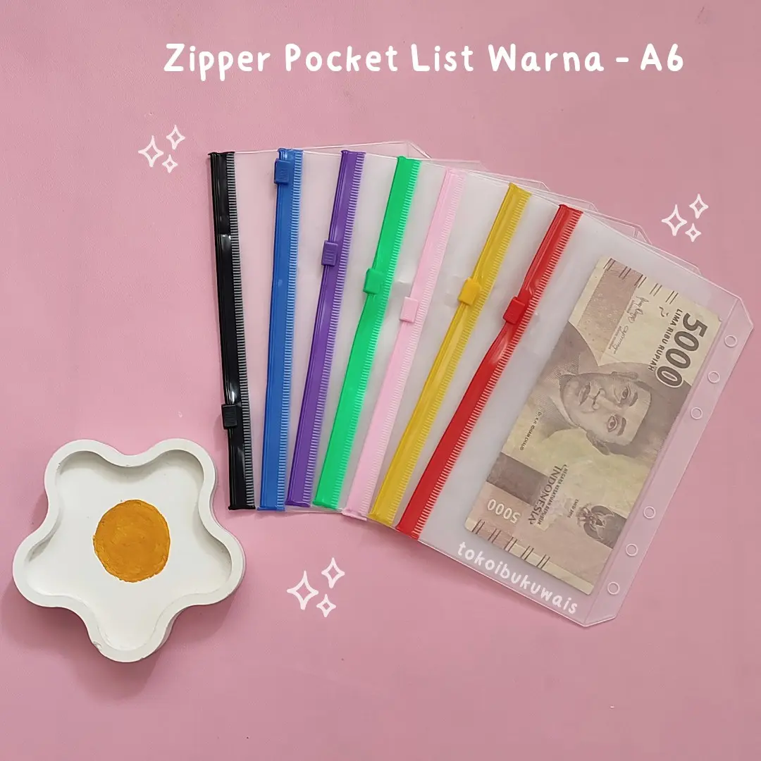 A6 ZIPPER POCKET KANTONG PENYIMPANAN UANG SERBAGUNA - LIST WARNA