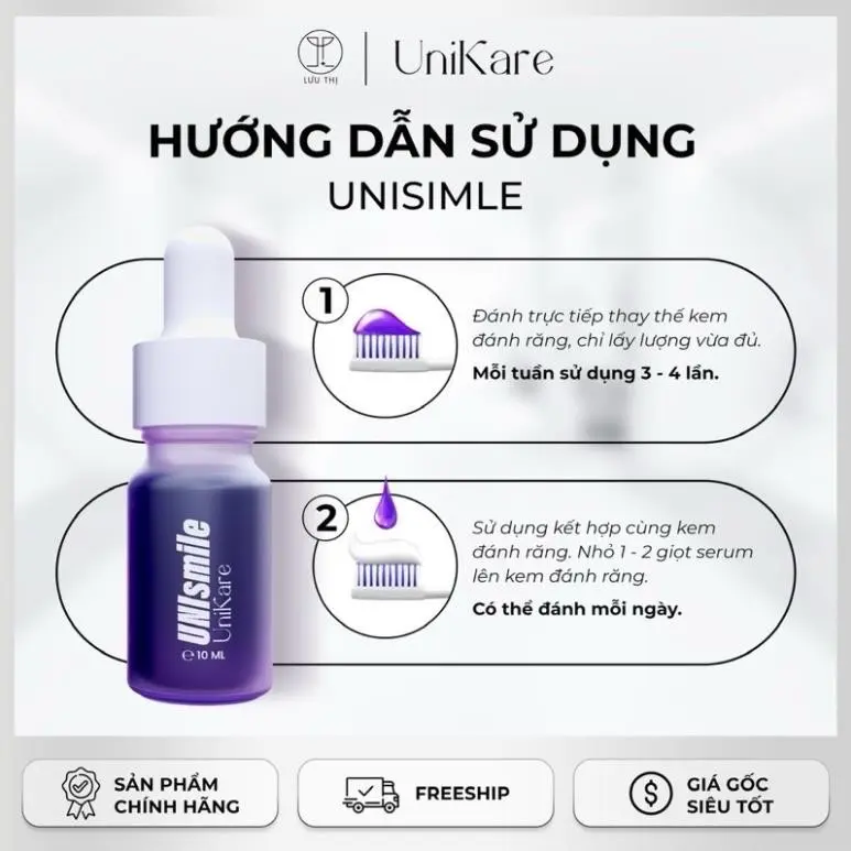 Serum Trắng Răng Unismile Unikare -  Hỗ trợ cải thiện vết ố vàng răng, làm sạch mảng bám trên răng 10ml Nữ Nam 1