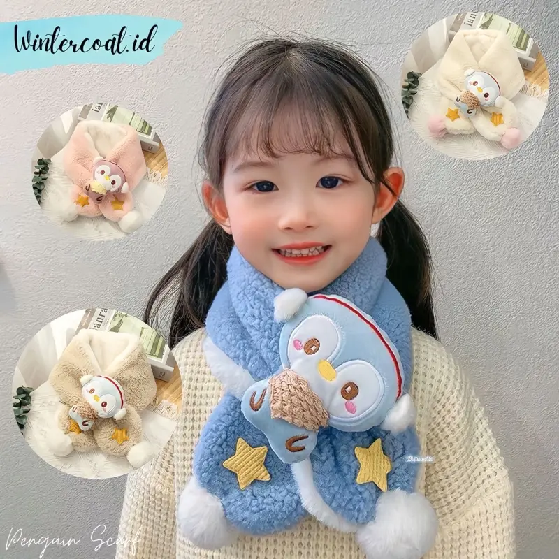 Kids winter scarf penguin pinguin syal anak musim dingin cewek cowok hangat penghangat leher 0