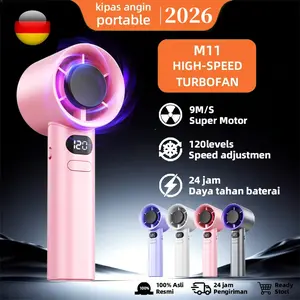 COD 2026 Kipas Angin Mini Portable Genggam - Kuat Angin Kecil dengan Tali Gantungan untuk Anak Sekolah Murah USB tahan lama 24 jam usb kipas angin mini 15000RPM 120 gear wind hight-speed kipas angin digital display adjustable fan