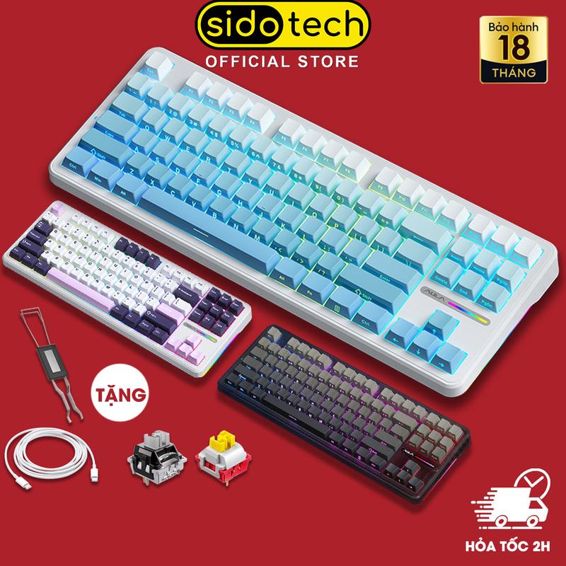 Bàn phím cơ gaming SIDOTECH AULA F87 không dây bluetooth 3 mode hotswap 5 pin gasket mount tkl87 led rgb keycap PBT âm thanh creamy