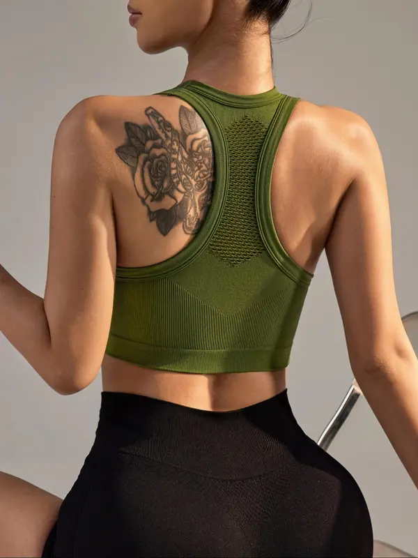 Women's Solid Color Racer Back Sports Singlet, Breathable Quick Drying Sports Tank Top, Gym Clothes, Workout Clothes, Ladies Sportswear for Indoor Outdoor Wear, Gymclothes 1