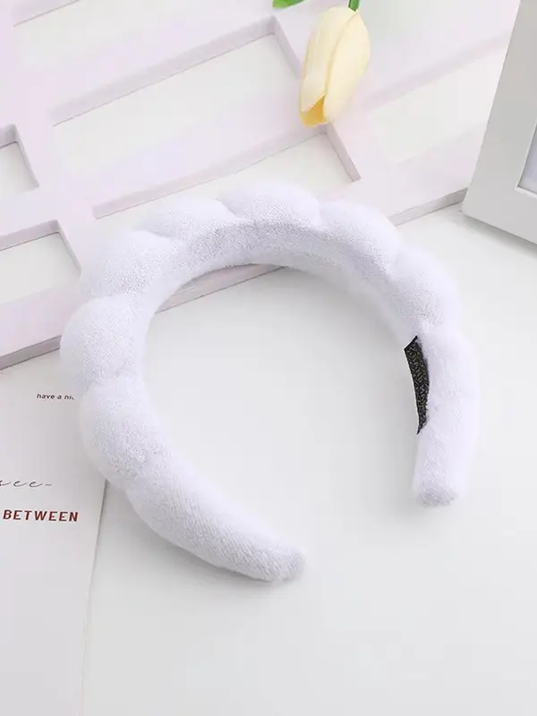 Cute Geometric Design Pink Hair Hoop, Casual Versatile Sponge Fabric Hair Hoop for Women & Girls Hairstyle Ideas, Daily Use As Valentine's Day Gifts, Hair Accessories, Puffy Headband 3