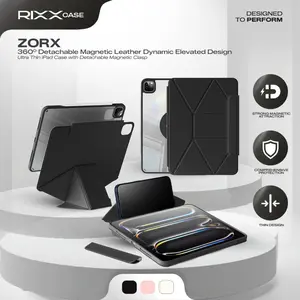 RIXXCase ZORX 360° Detachable Magnetic Leather Dynamic Elevated Design Case with Detachable Magnetic Clasp Hybrid Case Compatible for iPad Mini 6 / iPad Gen 10 10.9" / iPad Air 5 10.9" / iPad Air 6 11" / iPad Pro 11" 2021 / iPad Pro 11" 2024