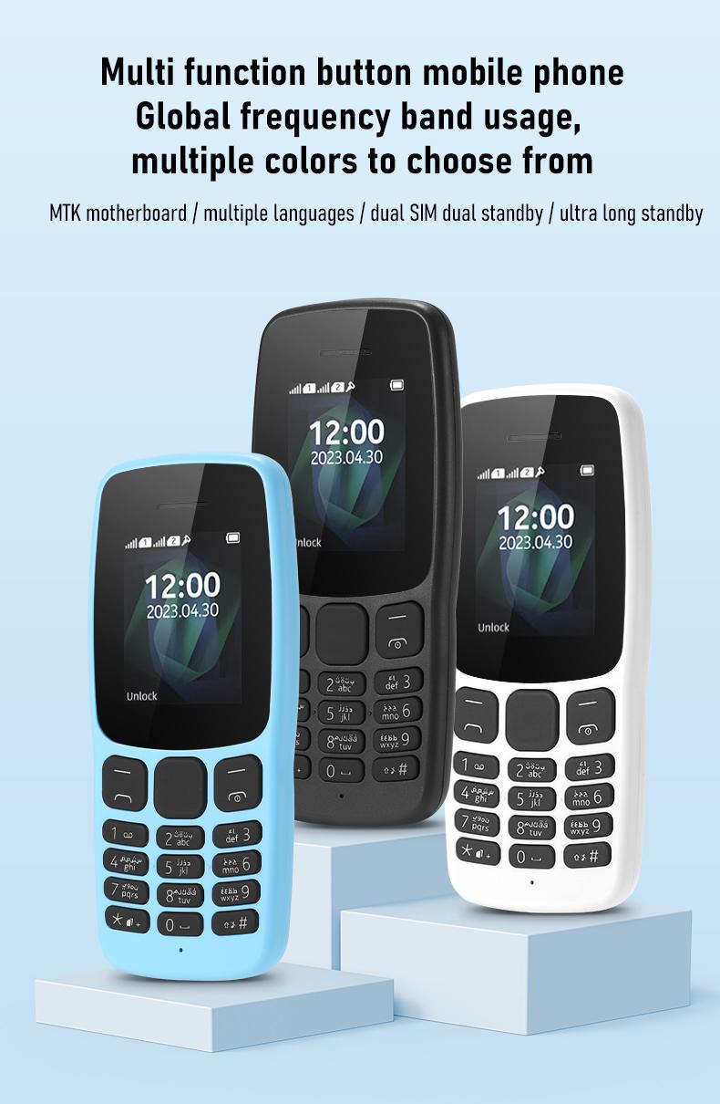 Product Introduction of New Straight Button Machine 2G mic spinning N106 Big Word Function Ready to Use Classic Mobile Phone Suitable for Adult Student Mobile Phone Mini phone GSM Card Dual multicolor Southeast Asia 1