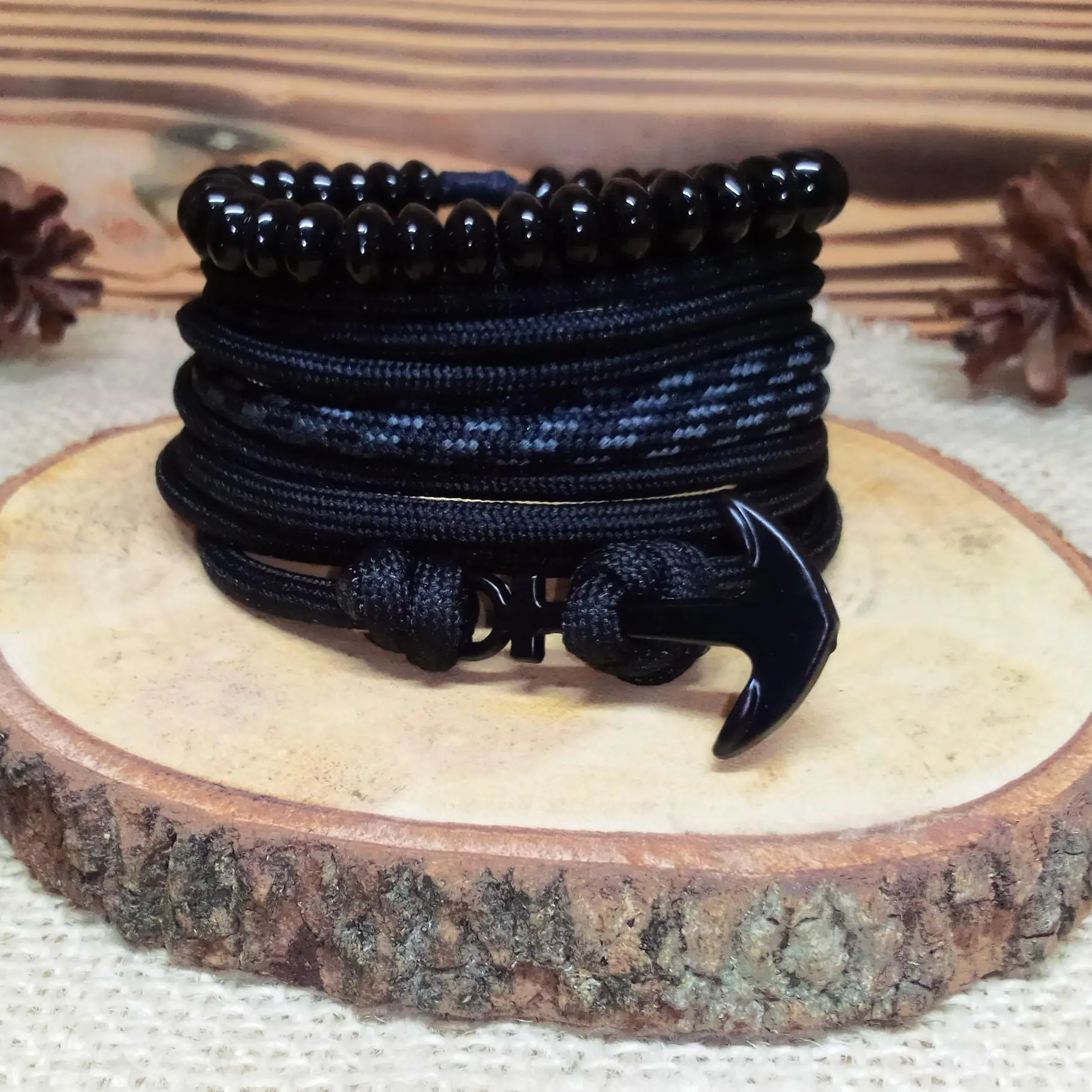 Gelang Pria Hitam 1Paket 4Pcs
