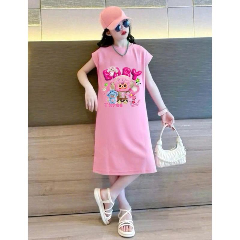 Váy Xuông sát nách cực kỳ xinh xắn dành cho bé gái 9-45 kg chất liệu COTTON in hình BABY-THREE MẪU VÁY XUÔNG. 3