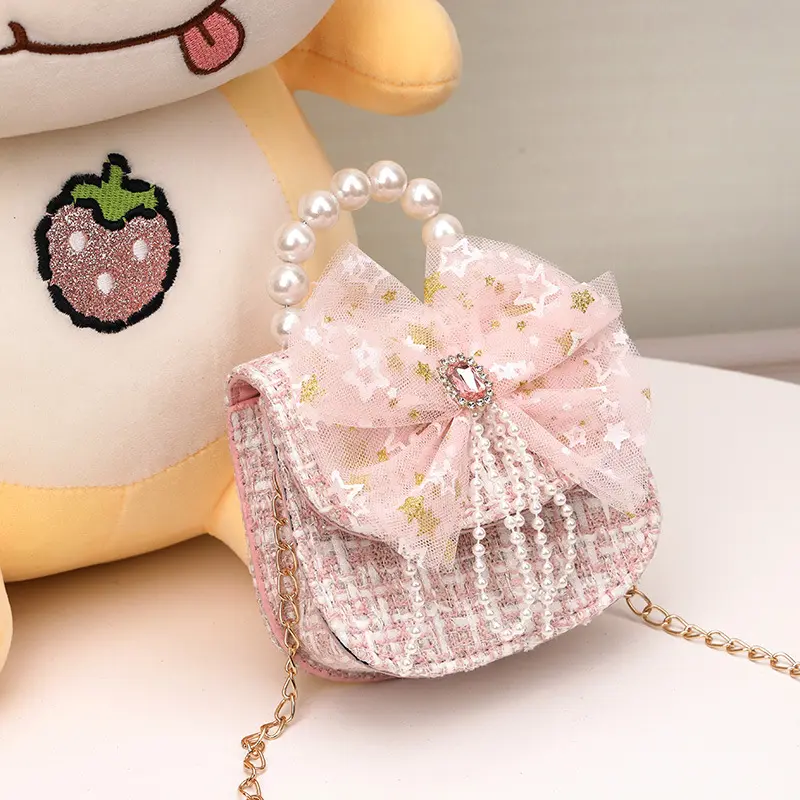 [Nhiều màu] Túi nơ voan quai ngọc sang chảnh dự tiệc dễ thương Ví đựng đồ mini cho bé gái sang chảnh 3