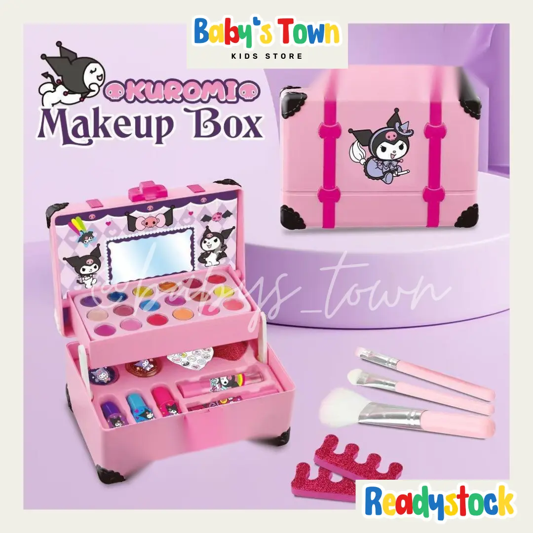 Kuromi Makeup Set 17pcs Non-toxic Mekap Princess Girls Pretend Make Up Kids Simulation Children Toy Perempuan Budak Kanak