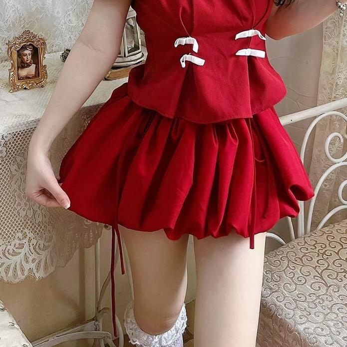 Chân Váy Bí Phồng Xoè ,Form Dáng Ngắn Lụa Thoáng Mát kèm Quần Bí Trong ,quần váy form ngắn Nữ Women