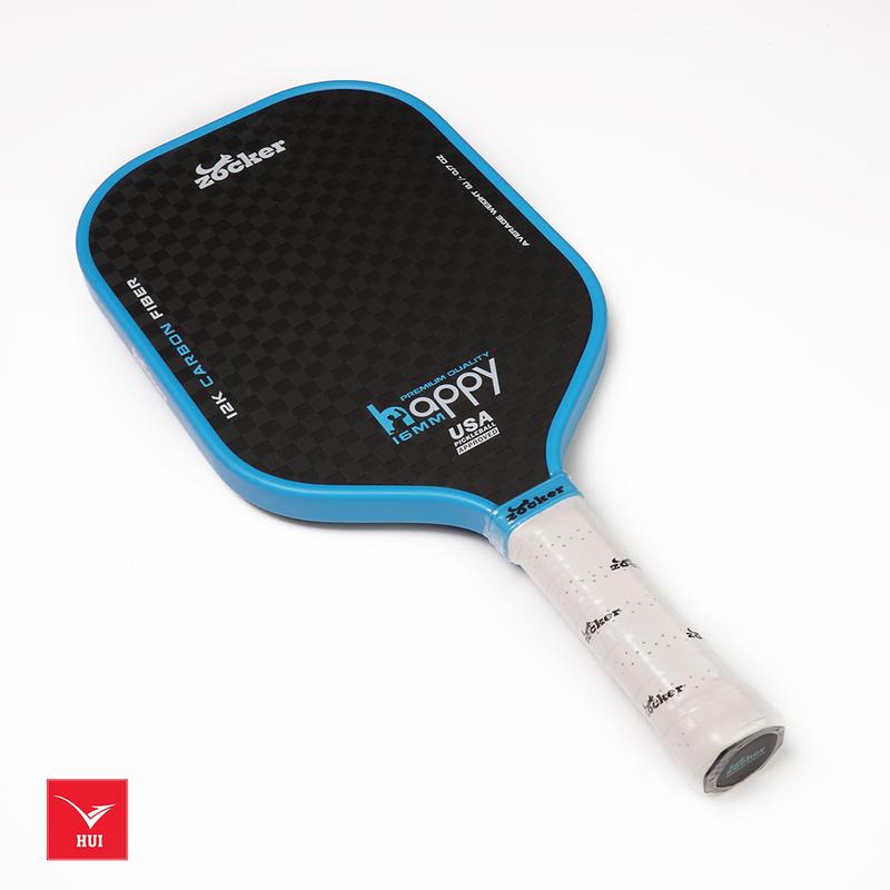 Vợt Pickleball Zocker Happy HP3 Premium Quality siêu nhám độ dày 16mm carbon fiber 12K siêu cứng, đạt tiêu chuẩn USPA (Hiệp hội Pickle ball Hoa Kì) Tặng ( Bọc mặt vợt+Cục tẩy vợt+Cuốn cán + Tất dệt kim + Bóng pickleball )