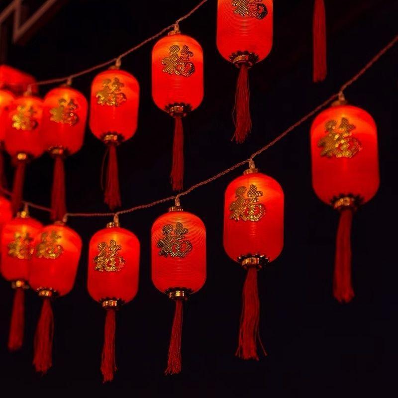 Xả kho Đèn lồng trang trí tết 5m 16 bóng trang trí decor phòng ngủ - Led Khải Ân