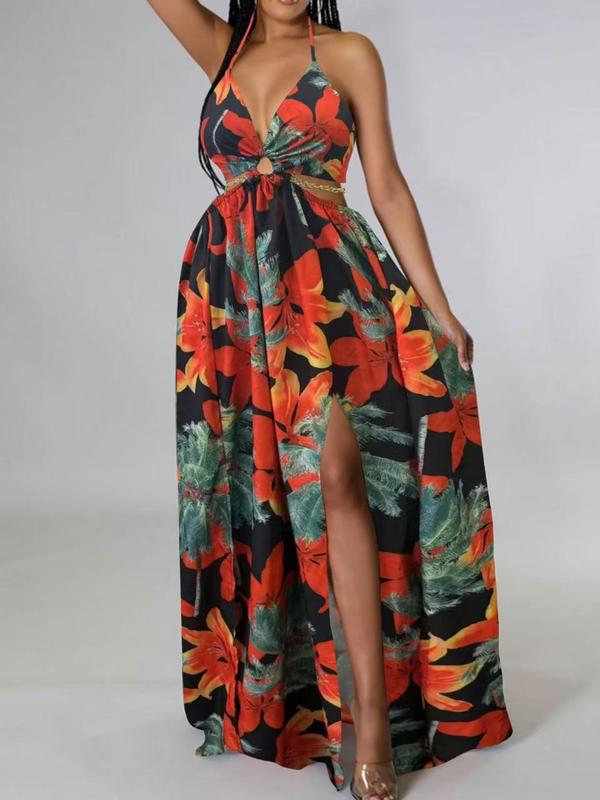 Floral Print Dress Adjustable Bandage Split Party Strapless Ankle Length Women dressee Floral Print Dress Adjustable Bandage Split Party Strapless Ankle Length Women dressee